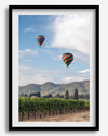 Fine art hot air balloon photography print above Napa Valley vineyards in Yountville.