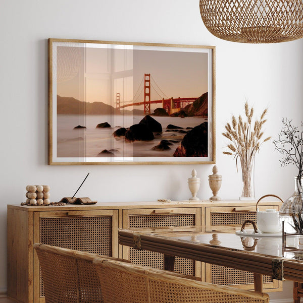 Fine Art Golden Gate Bridge Photography Print - San Francisco Wall Art, Golden Gate Sunset Print, Large Framed Travel Poster for Home Decor