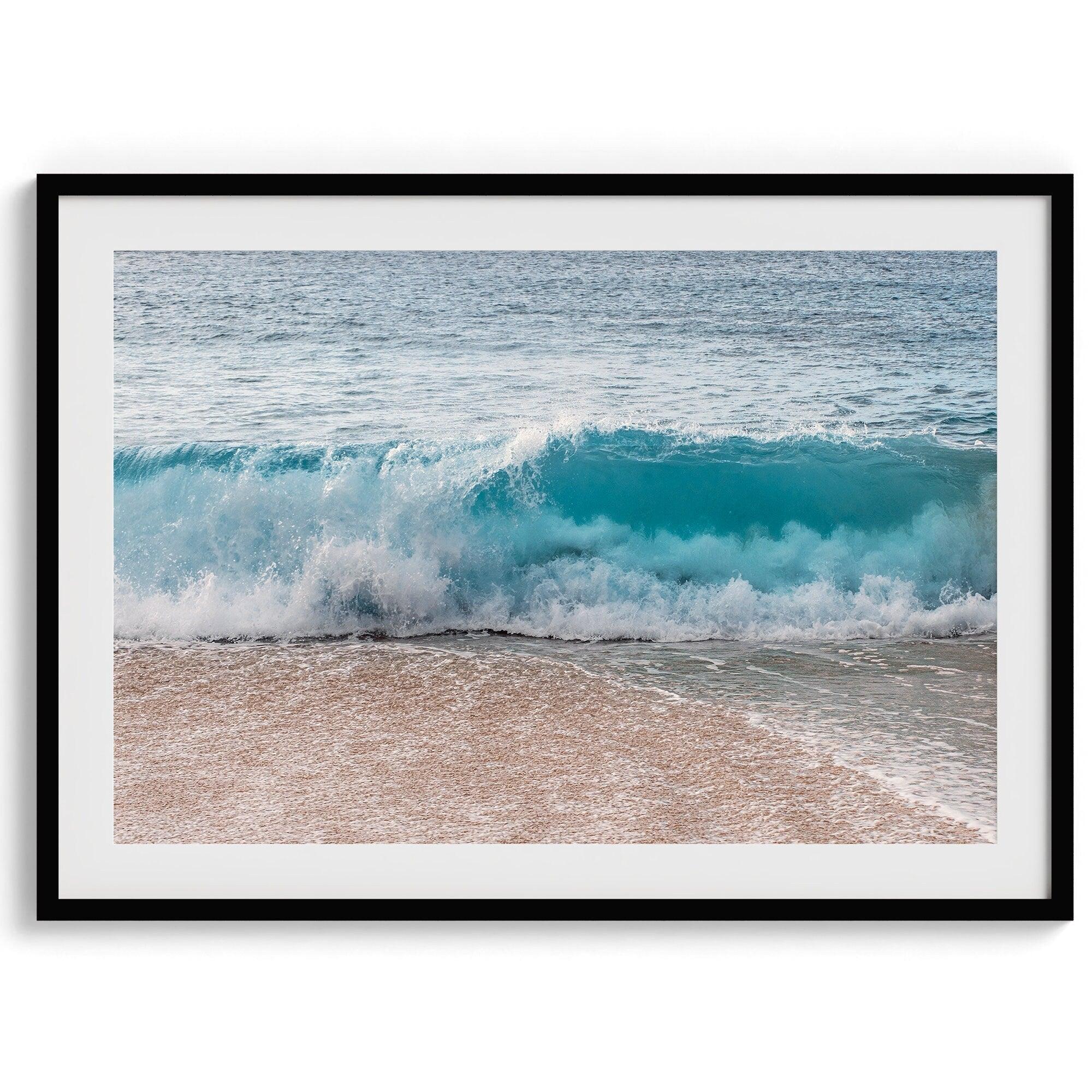 A fine art Ocean print showcasing water waves crashing in the ocean. this beach-themed wall art will make you want to jump into the waves whenever you look at it.