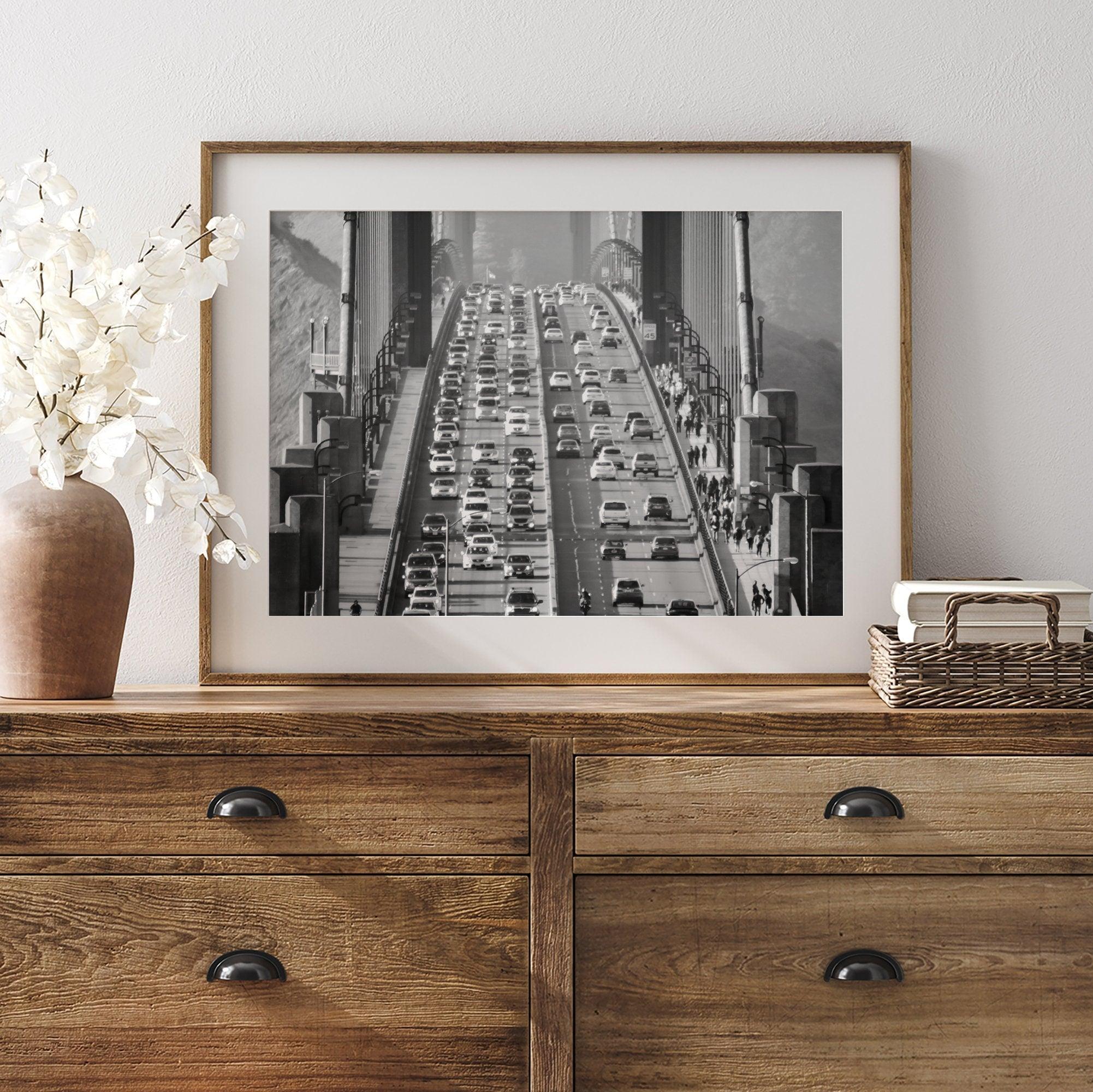 Stunning Golden Gate Bridge Close-up Black and White Wal Art