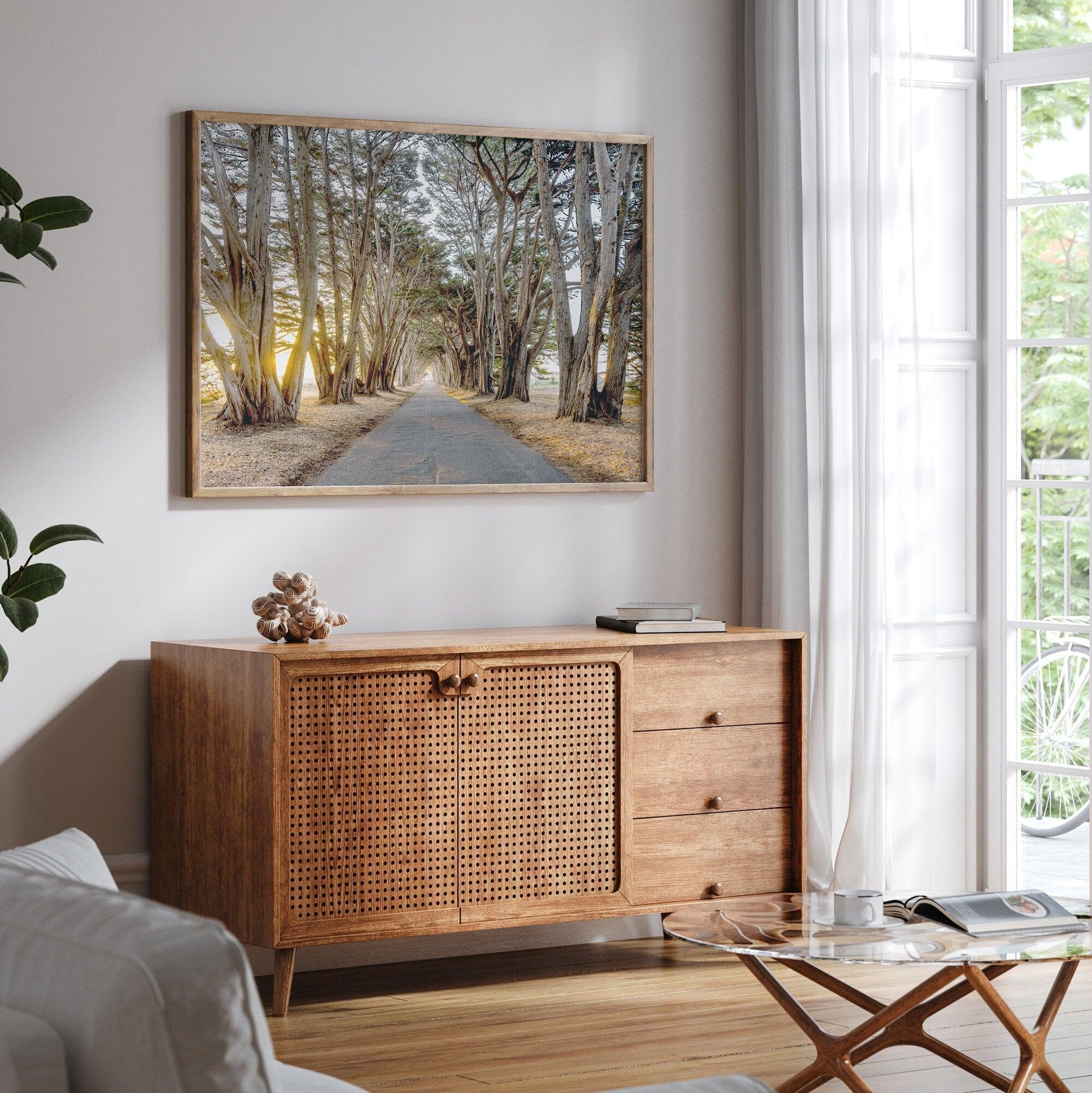 A fine art unframed or framed or unframed coastal print of a breathtaking cypress tree tunnel in Point Reyes, California, near San Francisco.