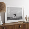 Humpback Whale Wall Art featuring a breaching whale off the coast of Kauai in black-and-white photography.