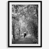 Romantic Japan nature art photograph in black and white forest setting, couples wall decor