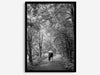 Romantic Japan nature art photograph in black and white forest setting, couples wall decor