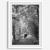 Romantic Japan nature art photograph in black and white forest setting, couples wall decor
