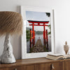 Japanese landscape photography of Hakone Shrine red torii gate over calm lake