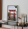 Japanese landscape photography of Hakone Shrine red torii gate over calm lake