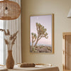 Fine art canvas of Joshua Tree under moonlit sky, framed in FSC hardwood with soft desert tones