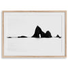 Black and white minimalist seascape print featuring a dramatic ocean arch along California’s Highway 1, perfect for modern coastal wall art.