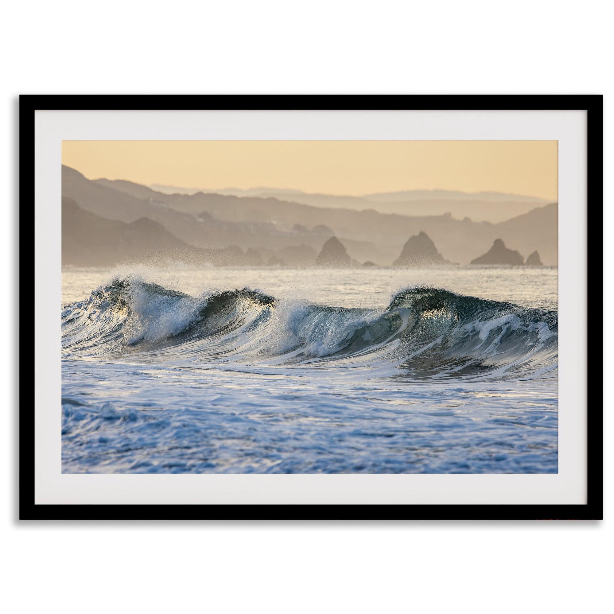 A fine art Ocean print showcasing water waves crashing in the ocean. this beach-themed wall art will make you want to jump into the waves every time you look at it. Taken in Bodega Bay, California.