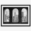 Framed black and white San Francisco skyline as seen from Coit Tower