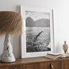 Fine art dive print in monochrome tones, elegant wall decor inspired by Hawaii.