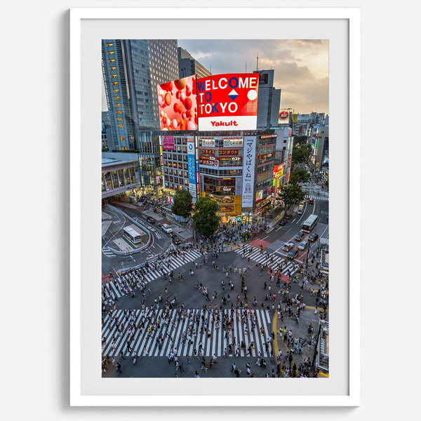  Elegant urban wall art of Shibuya Crossing in Tokyo with vibrant street life and architecture.