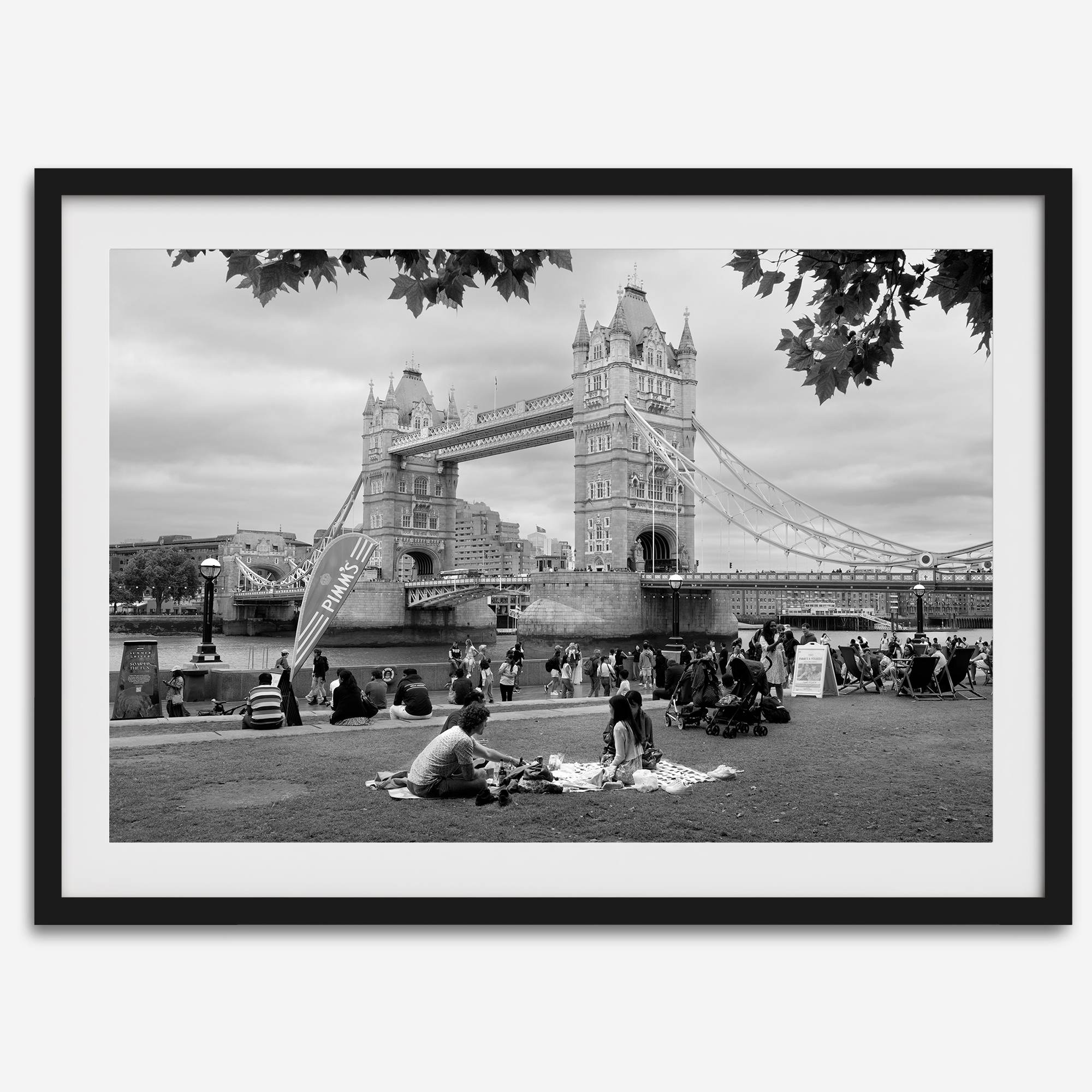 Tower Bridge wall art print, fine art black and white cityscape photography.