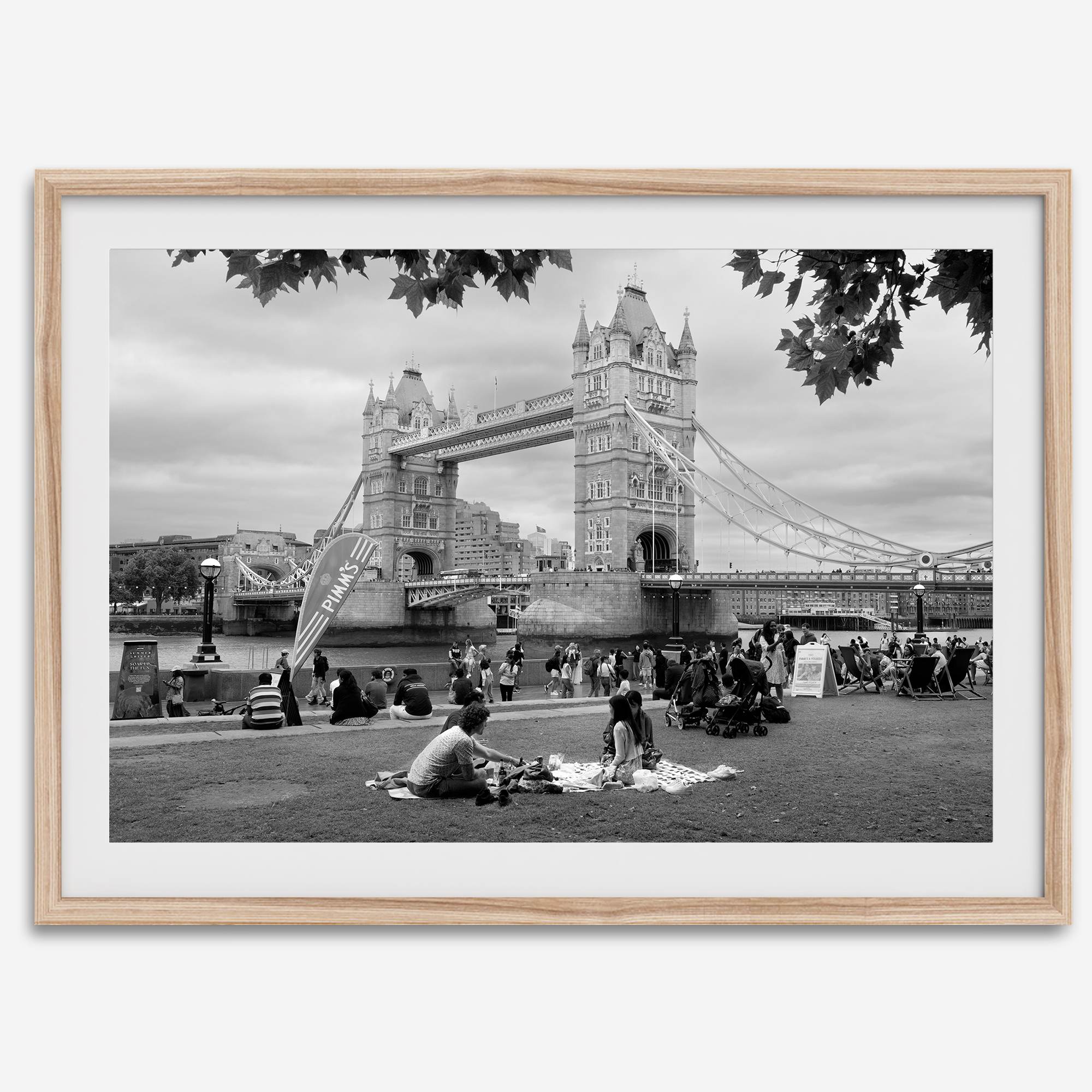 Tower Bridge wall art print, fine art black and white cityscape photography.