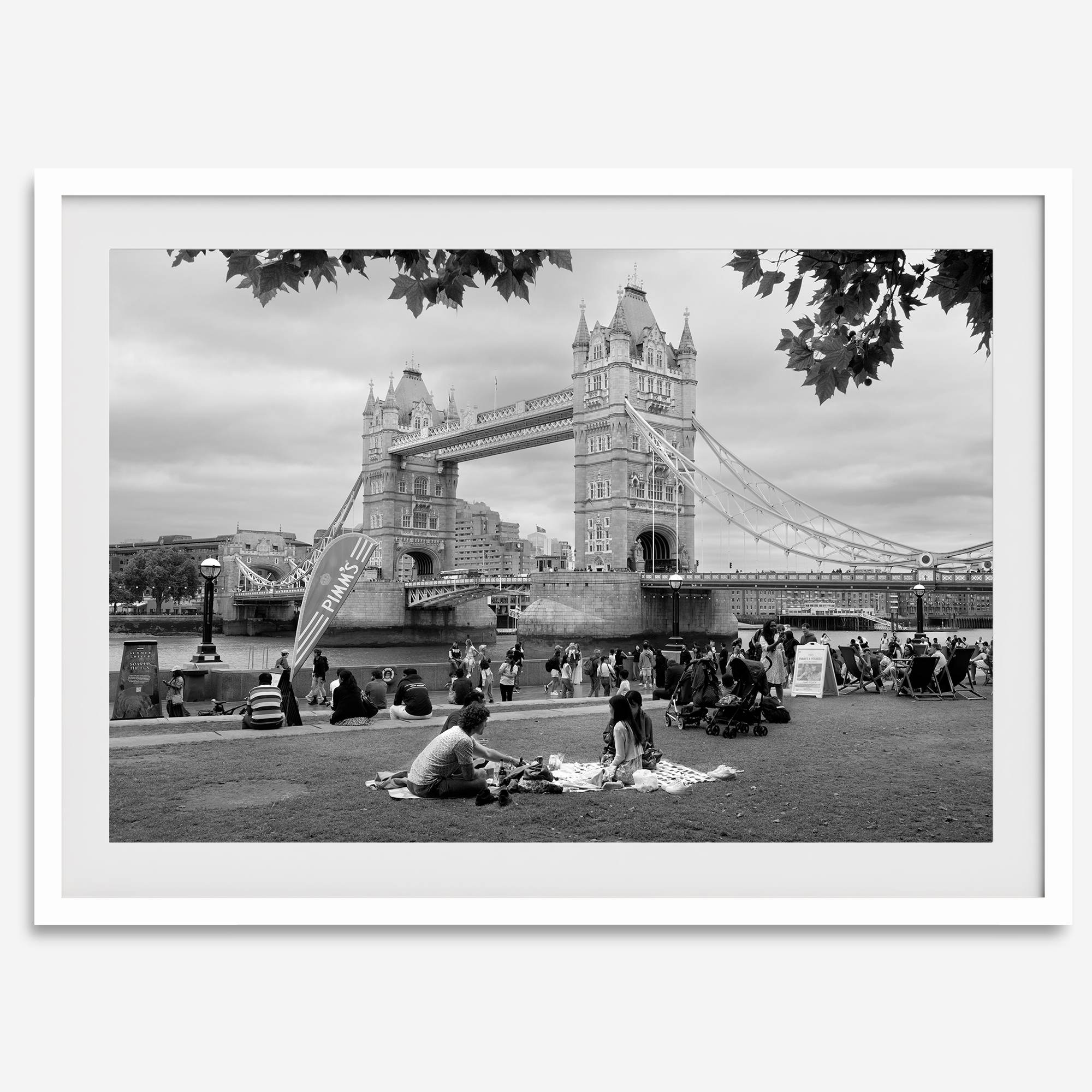 Tower Bridge wall art print, fine art black and white cityscape photography.