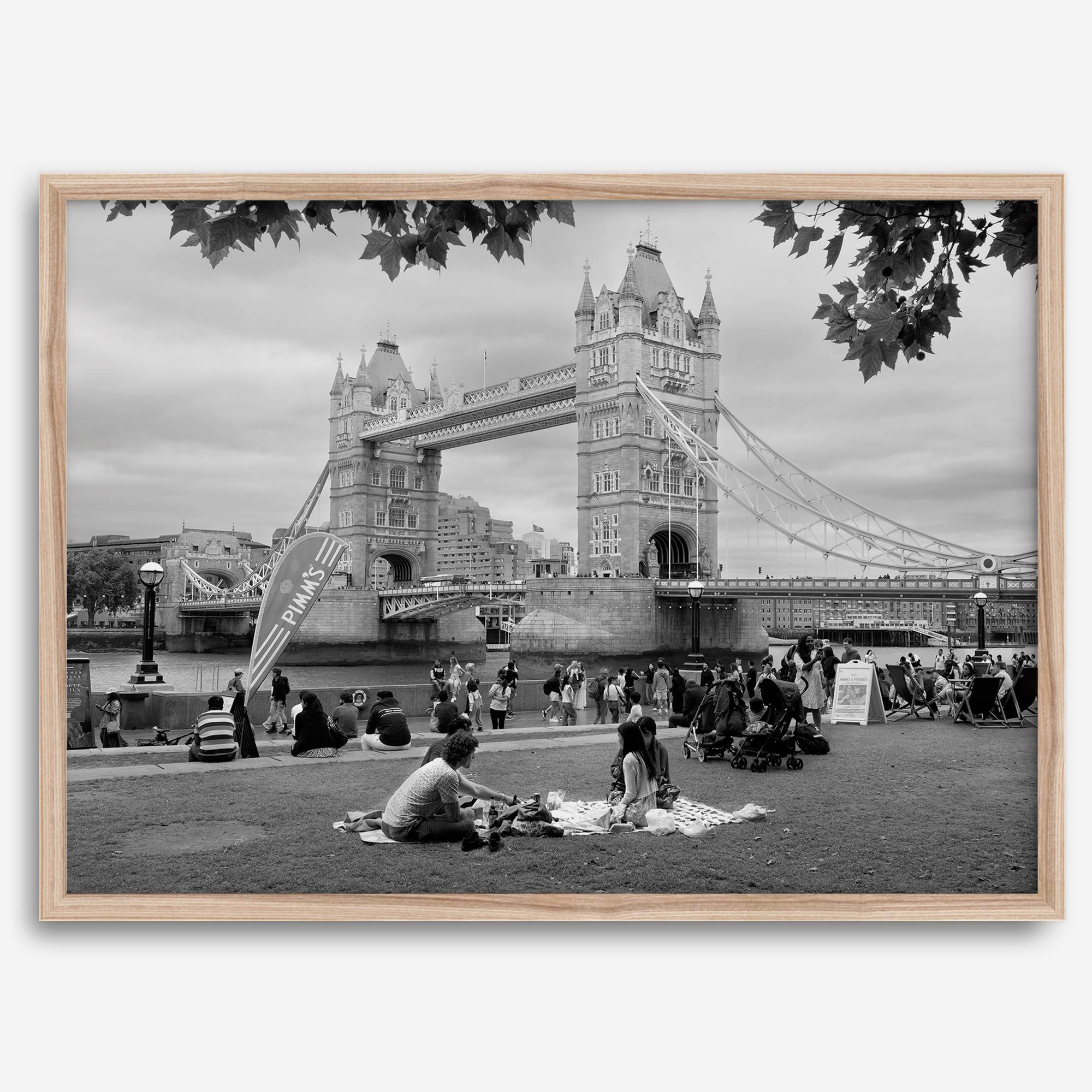 Tower Bridge wall art print, fine art black and white cityscape photography.