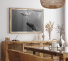 Fine art whale wall art featuring humpback whale mother and calf underwater