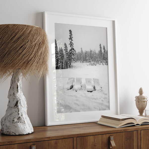 Minimalist winter scene artwork photographed at Heavenly Ski Resort Lake Tahoe.