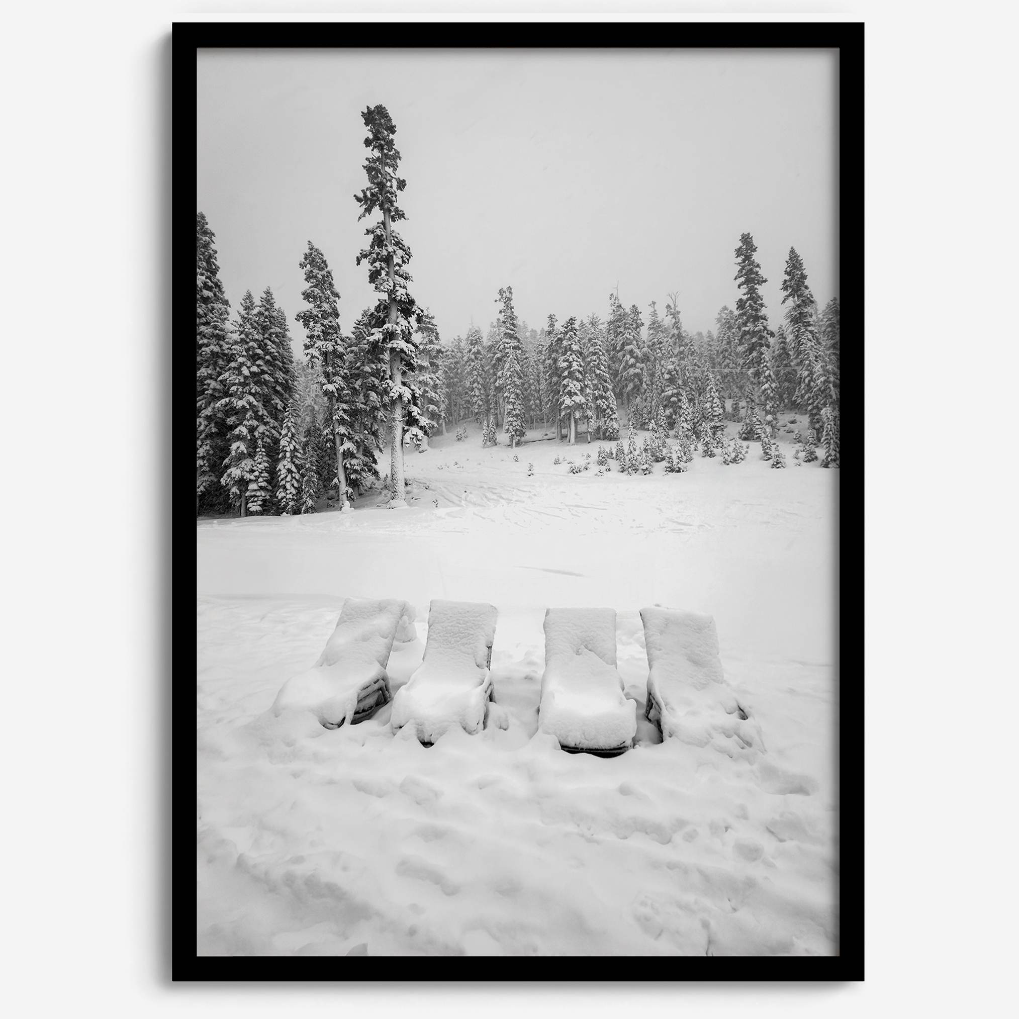 Minimalist winter scene artwork photographed at Heavenly Ski Resort Lake Tahoe.