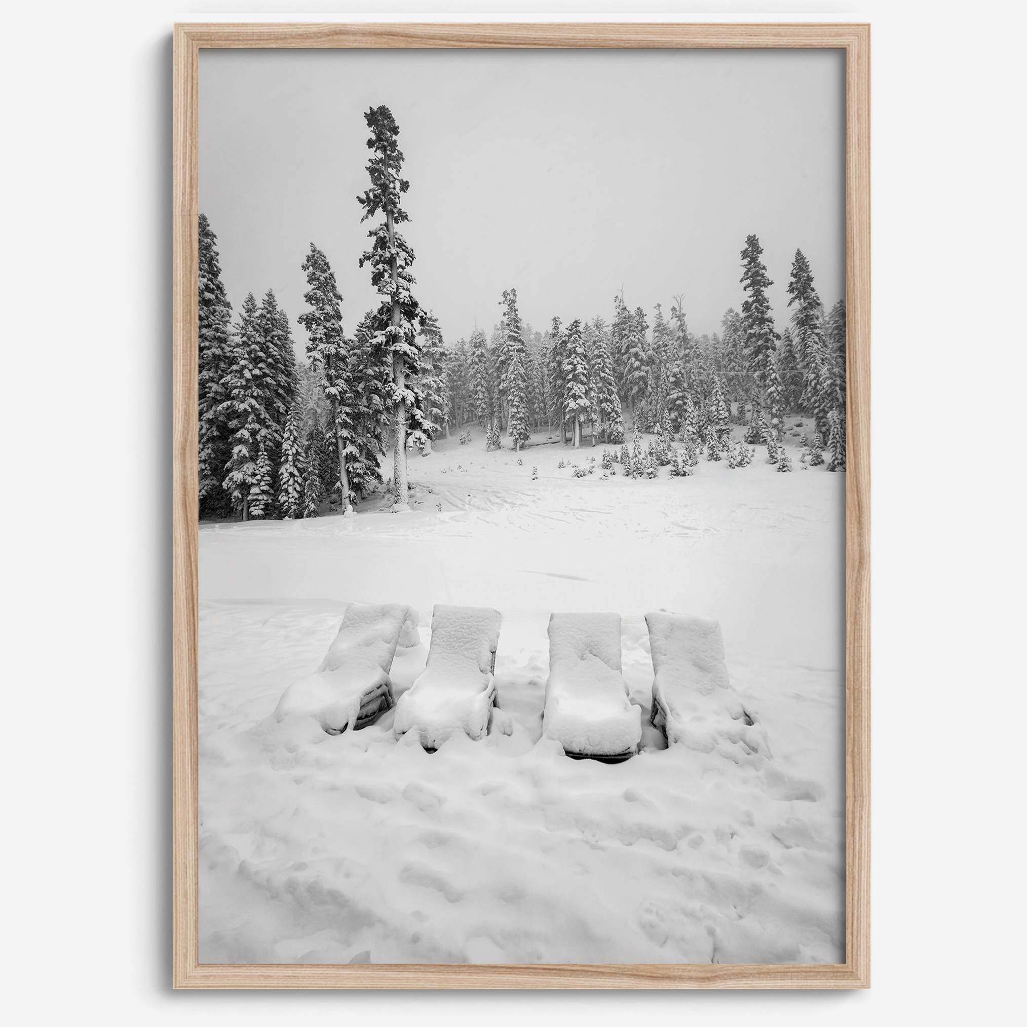 Minimalist winter scene artwork photographed at Heavenly Ski Resort Lake Tahoe.