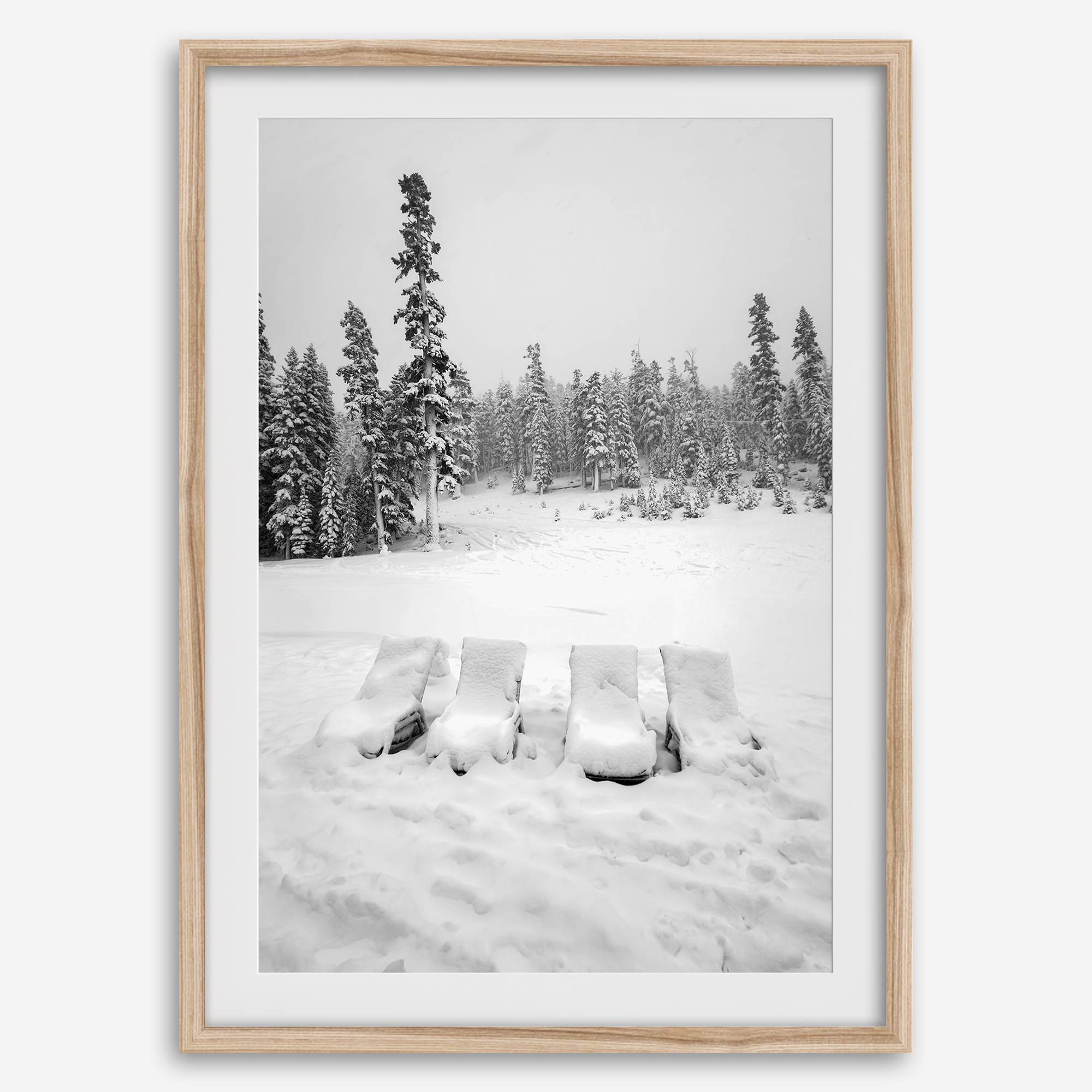 Minimalist winter scene artwork photographed at Heavenly Ski Resort Lake Tahoe.
