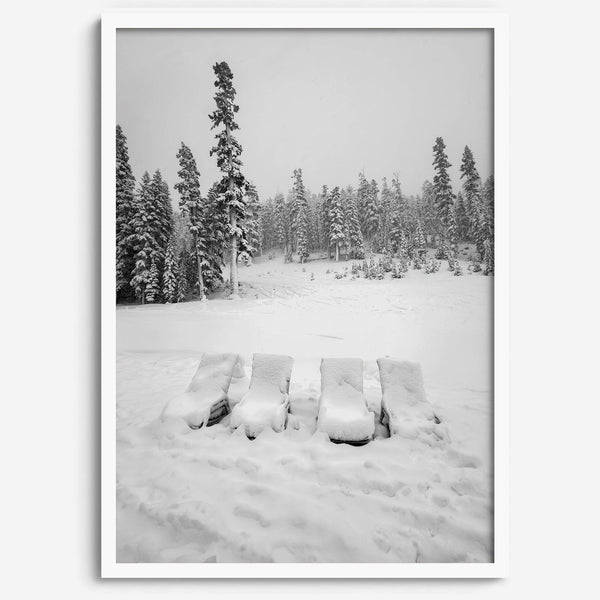 Minimalist winter scene artwork photographed at Heavenly Ski Resort Lake Tahoe.