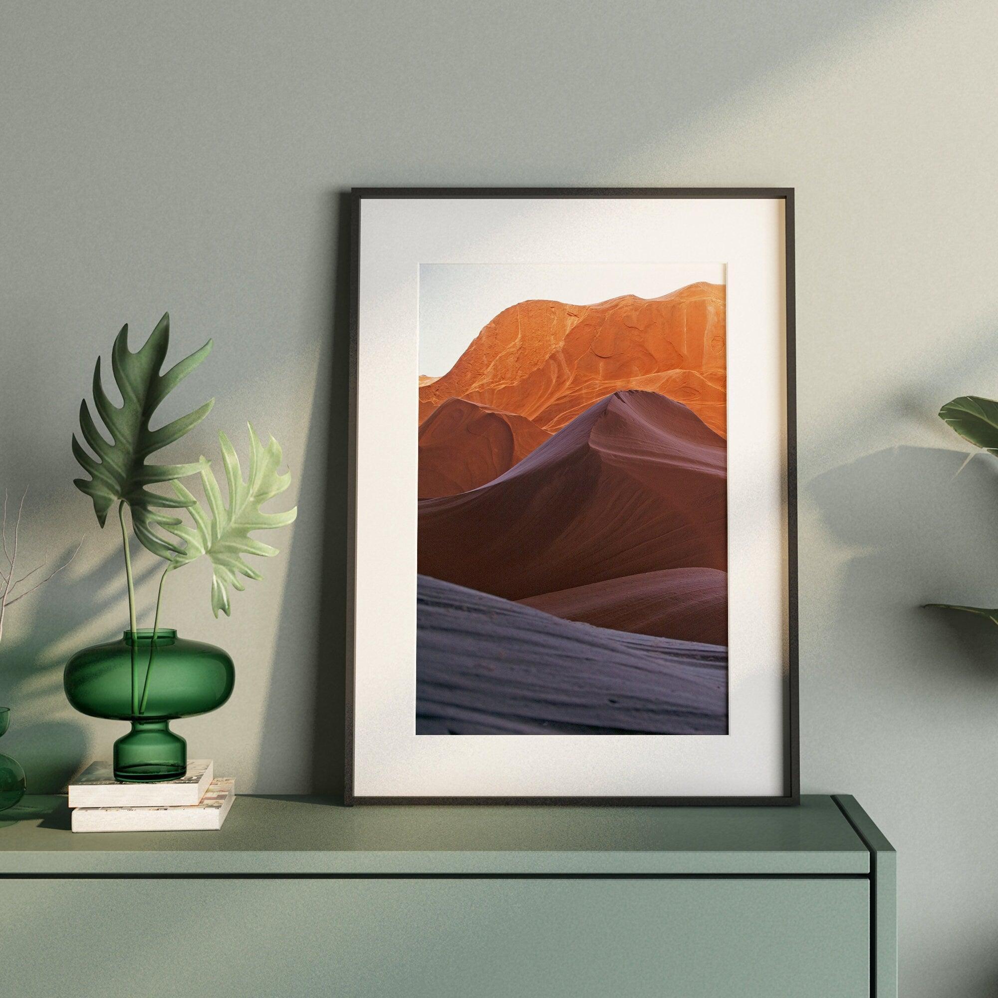 Bring the colors and textures of the Arizona desert and Antelope Canyon into your home with this unique abstract fine art desert photography print.