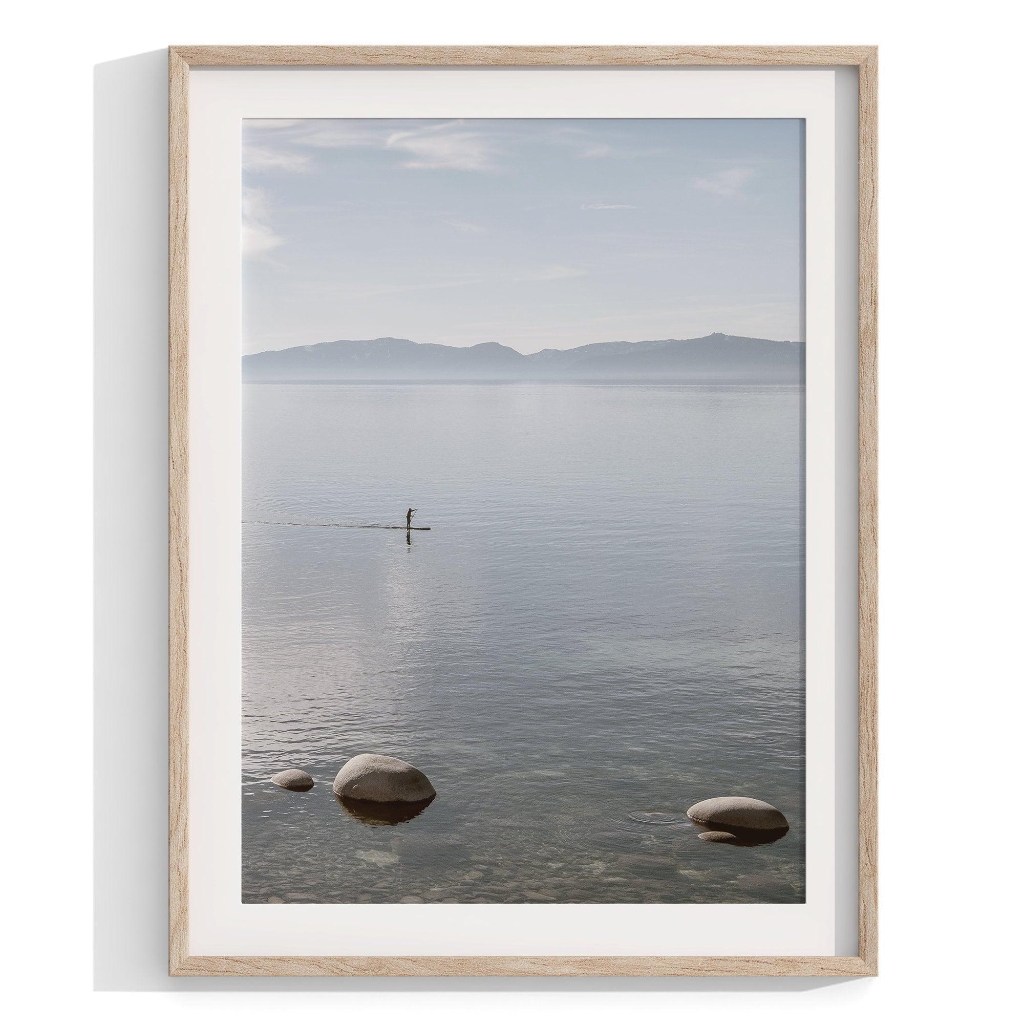 Set of 3 Lake Tahoe framed on unframed prints showcasing the beauty of the lake from different perspectives.