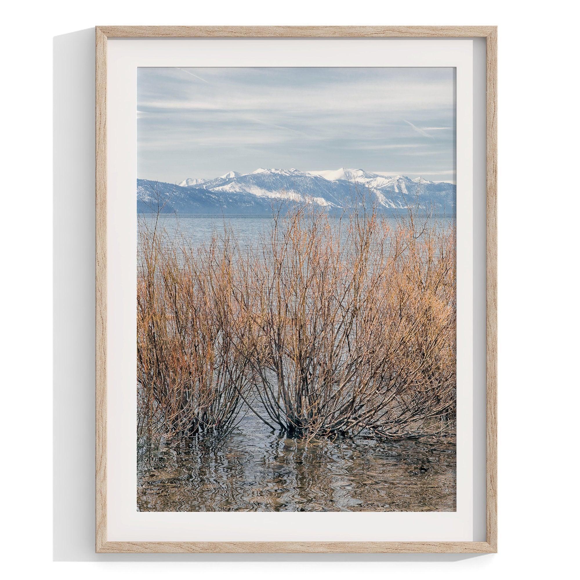 Set of 3 Lake Tahoe framed on unframed prints showcasing the beauty of the lake from different perspectives.