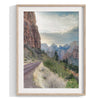 A stunning gallery wall set of 3 Zion National Park framed or unframed prints showcasing the unique mountains and valleys of the Utah desert.