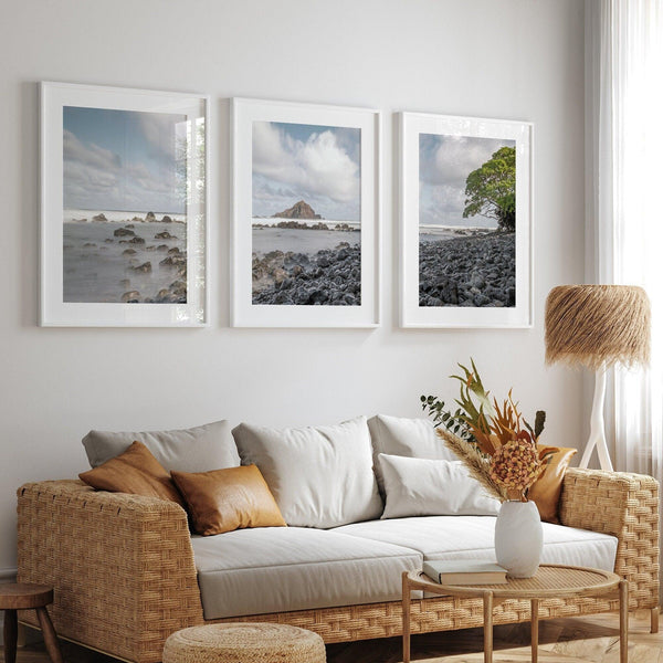 Hawaii Beach Large Triptych Wall Art - Unframed or Framed Ocean Set of 3 Prints, Nature Photography Gallery Set, Coastal Decor