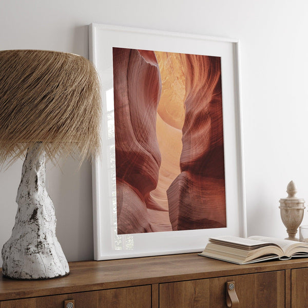 This Arizona desert wall art showcases the texture, light, and colors of the famous Antelope Canyon.