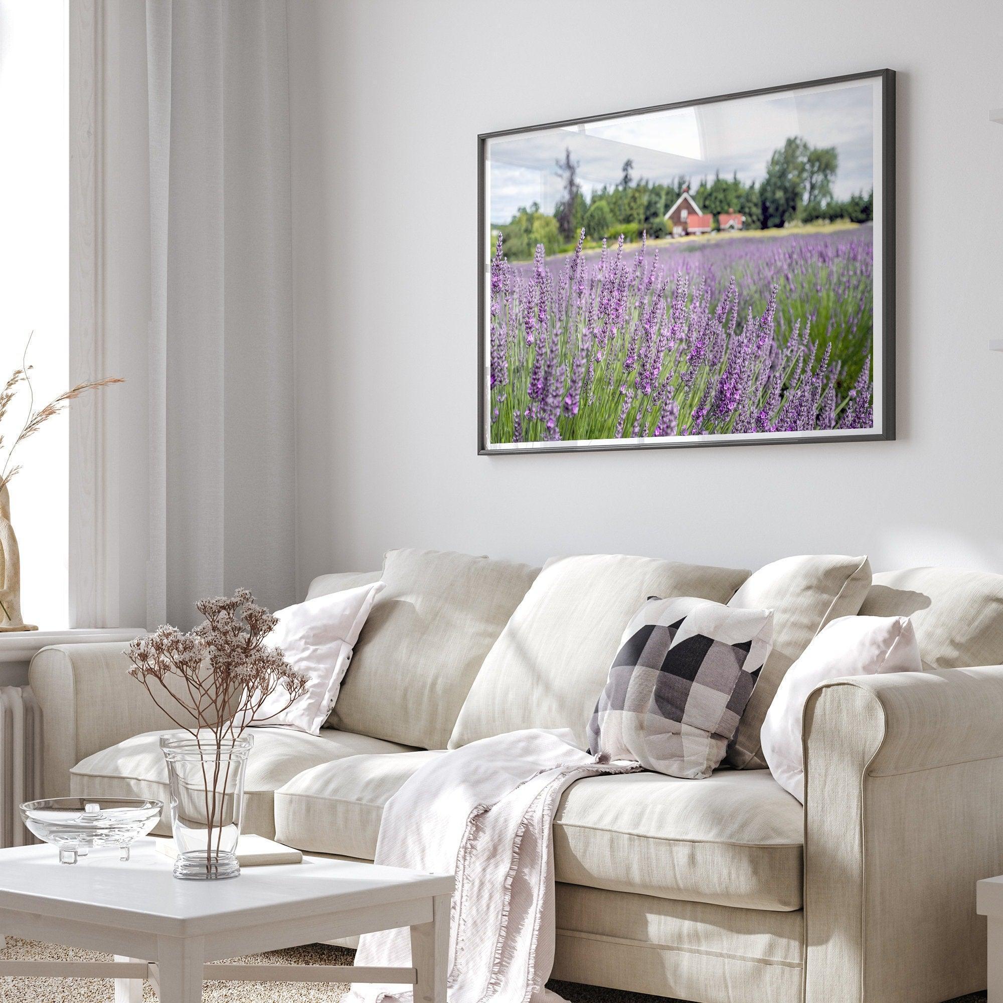 A fine art, colorful, vivid print of a lavender field stretching as far as the eye could see. Add purple and pink hues to your home or office with this floral wall art.