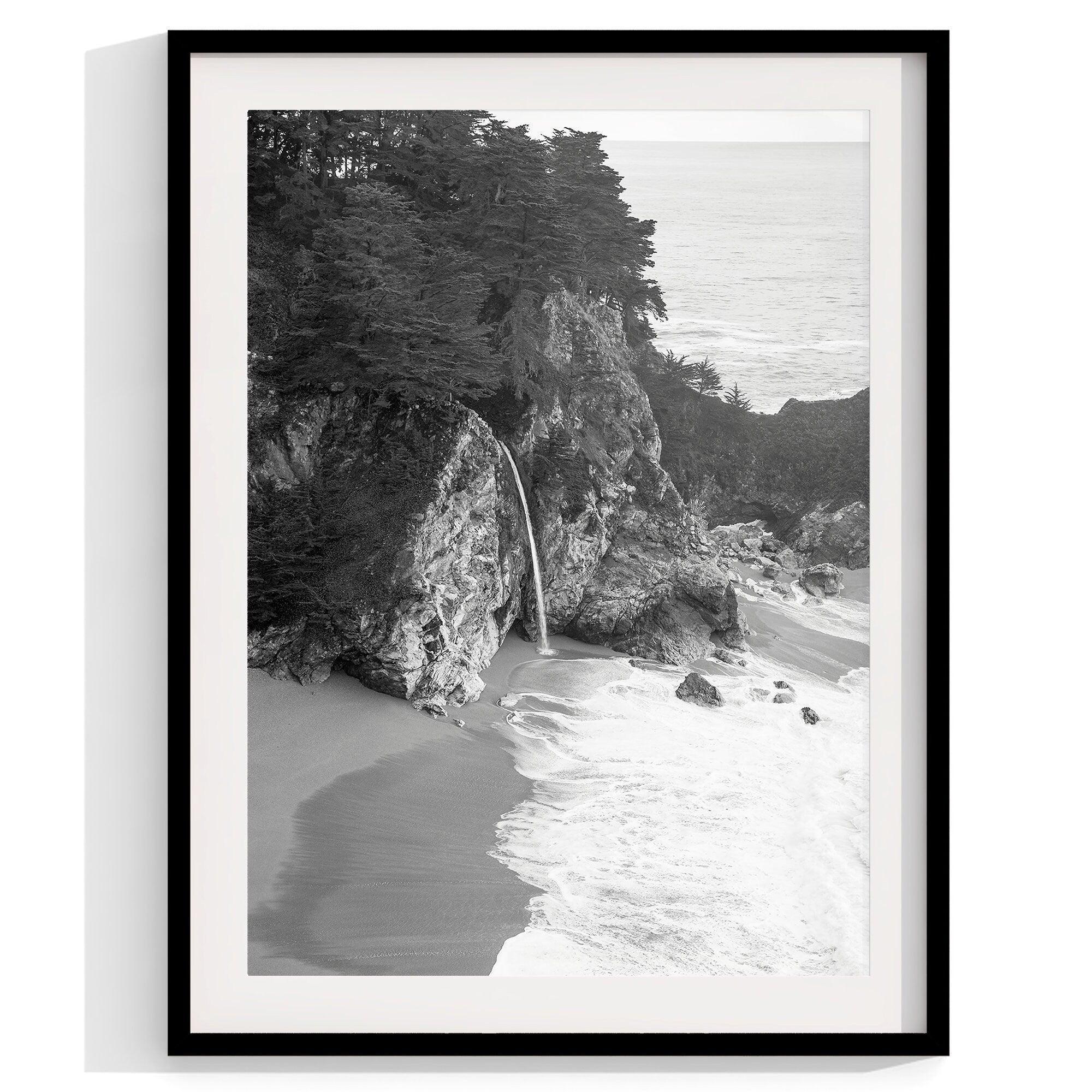 Discover the captivating beauty of Big Sur with our set of 3 black and white coastal prints. The prints feature the mesmerizing McWay Falls, the stunning Pfeiffer Beach, and the breathtaking iconic Bixby Bridge on Highway 1, California.