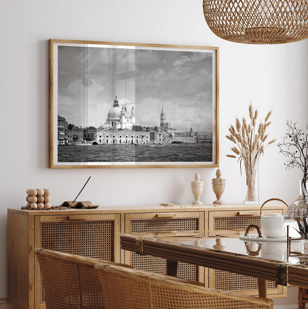 Venice Black and White Photography Fine Art Print - Framed or Unframed Italy Wall Art, Venice Skyline Poster for Home or Office Decor