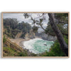 This fine art coastal ocean print features a breathtaking view of Mcway Falls in Big Sur, California, falling to the beach and into the ocean. This fine art photography print captures the beauty and wilderness of nature.