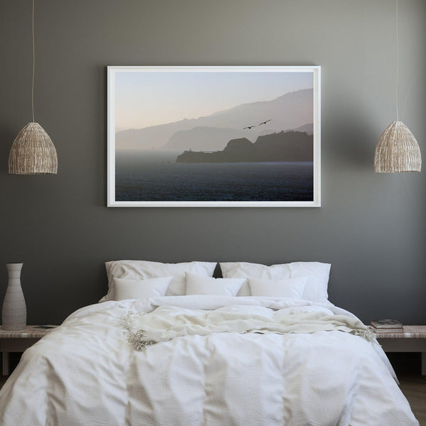 Scenic Coastal Ocean Print - California Seascape Photo Print, Framed West Coast Wall Art for Home or Office Decor