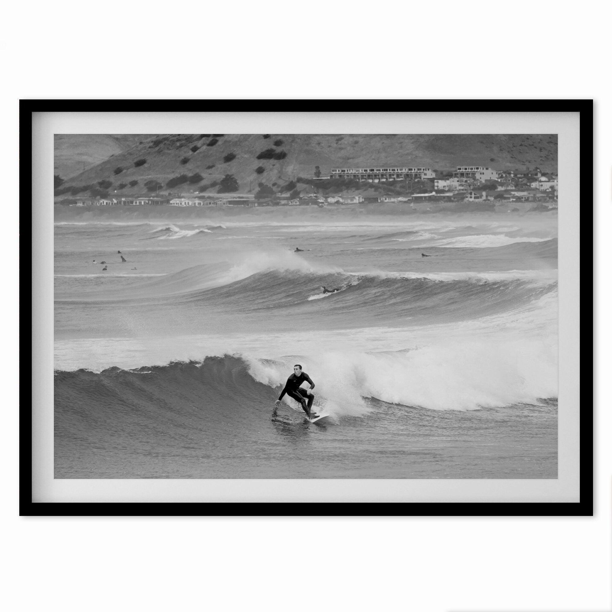 California Surfers Fine Art Print - Coastal Black and White Surfing Wall Art, Framed or Unframed Surf Photography Poster for Home Decor