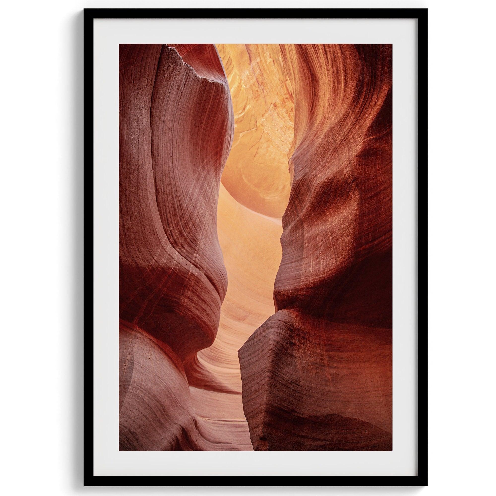 This Arizona desert wall art showcases the texture, light, and colors of the famous Antelope Canyon.