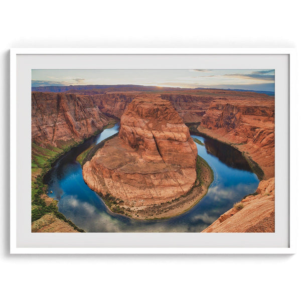 A fine art Arizona desert wall art from Horseshoe Bend. This famous Colorado River bend was taken at sunset and makes a stunning desert nature landscape print.