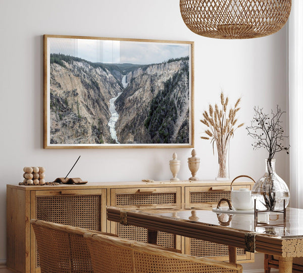 A stunning framed or unframed fine art print of the breathtaking waterfall in the &quot;Grand Canyon of The Yellowstone&quot;. This Yellowstone National Park poster will take your breath away.