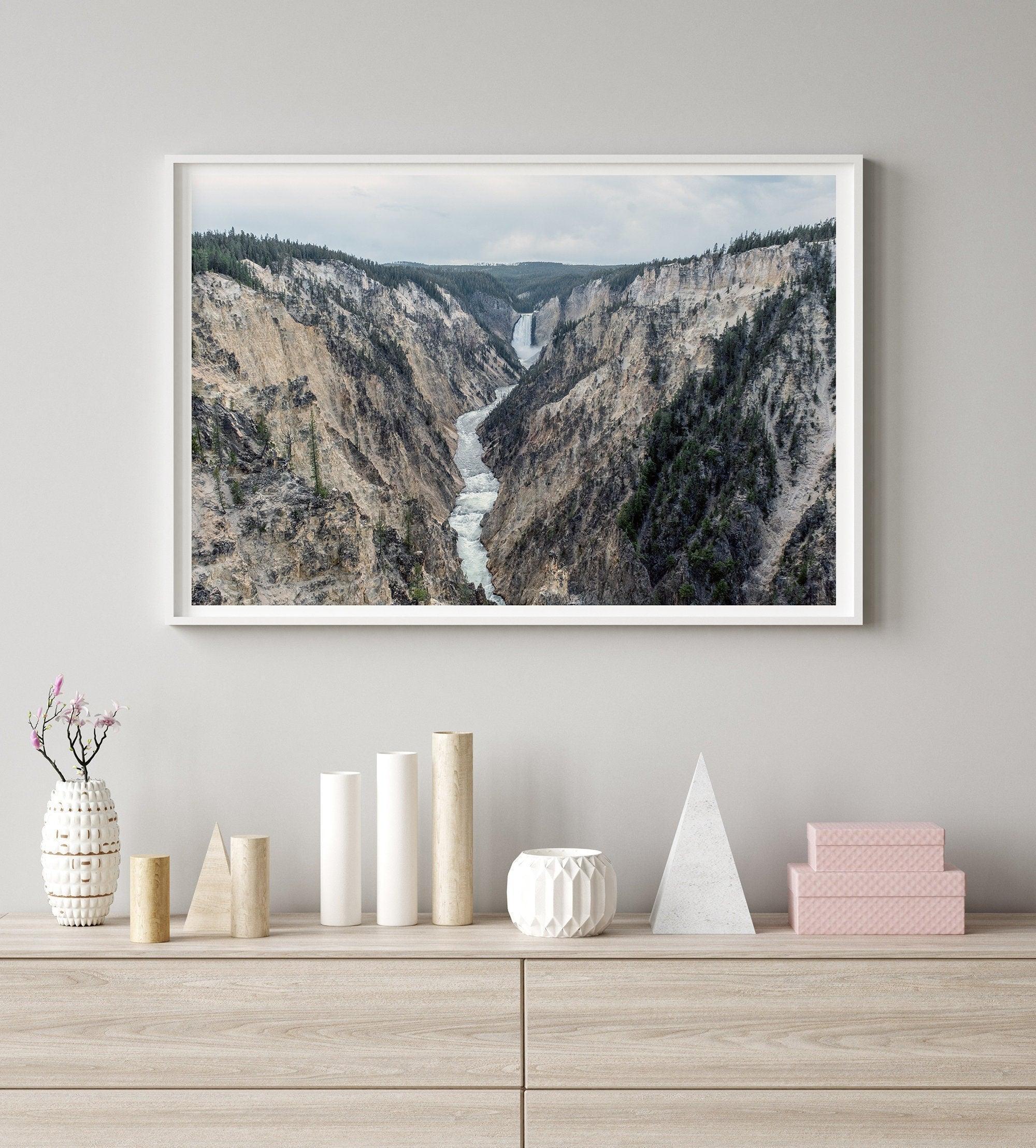 A stunning framed or unframed fine art print of the breathtaking waterfall in the "Grand Canyon of The Yellowstone". This Yellowstone National Park poster will take your breath away.