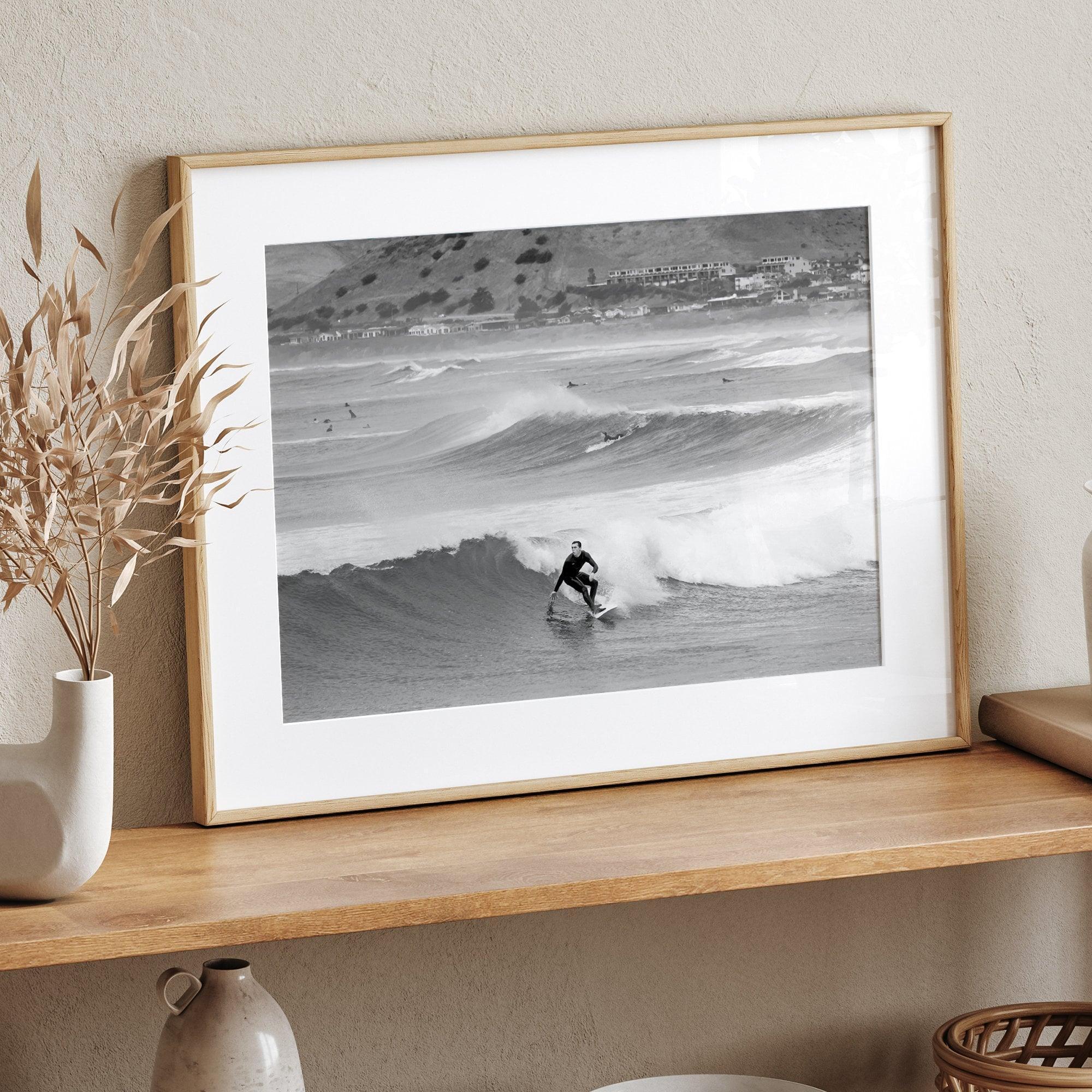 California Surfers Fine Art Print - Coastal Black and White Surfing Wall Art, Framed or Unframed Surf Photography Poster for Home Decor