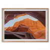 A framed fine art Arizona desert print of Antelope Canyon featuring three layers of rocks in varying colors and creamy textures that create a stunning minimalist desert landscape photography wall art.