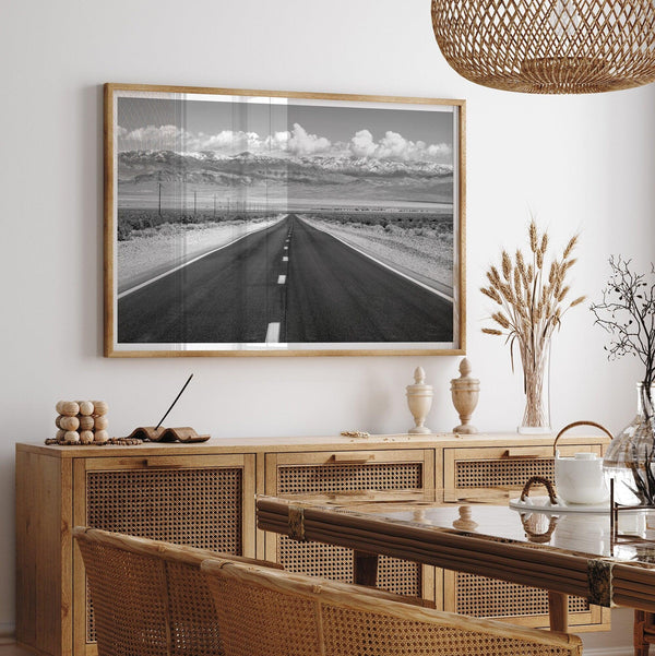 Western Black and White Desert Print - Large Desert Wall Decor - Framed Death Valley National Park Poster - Americana B&W Photography