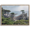 A fine art coastal print showcasing a lone cypress overlooking the ocean in 17 miles drive near Monterey, California. This ocean wall art is available framed or unframed.