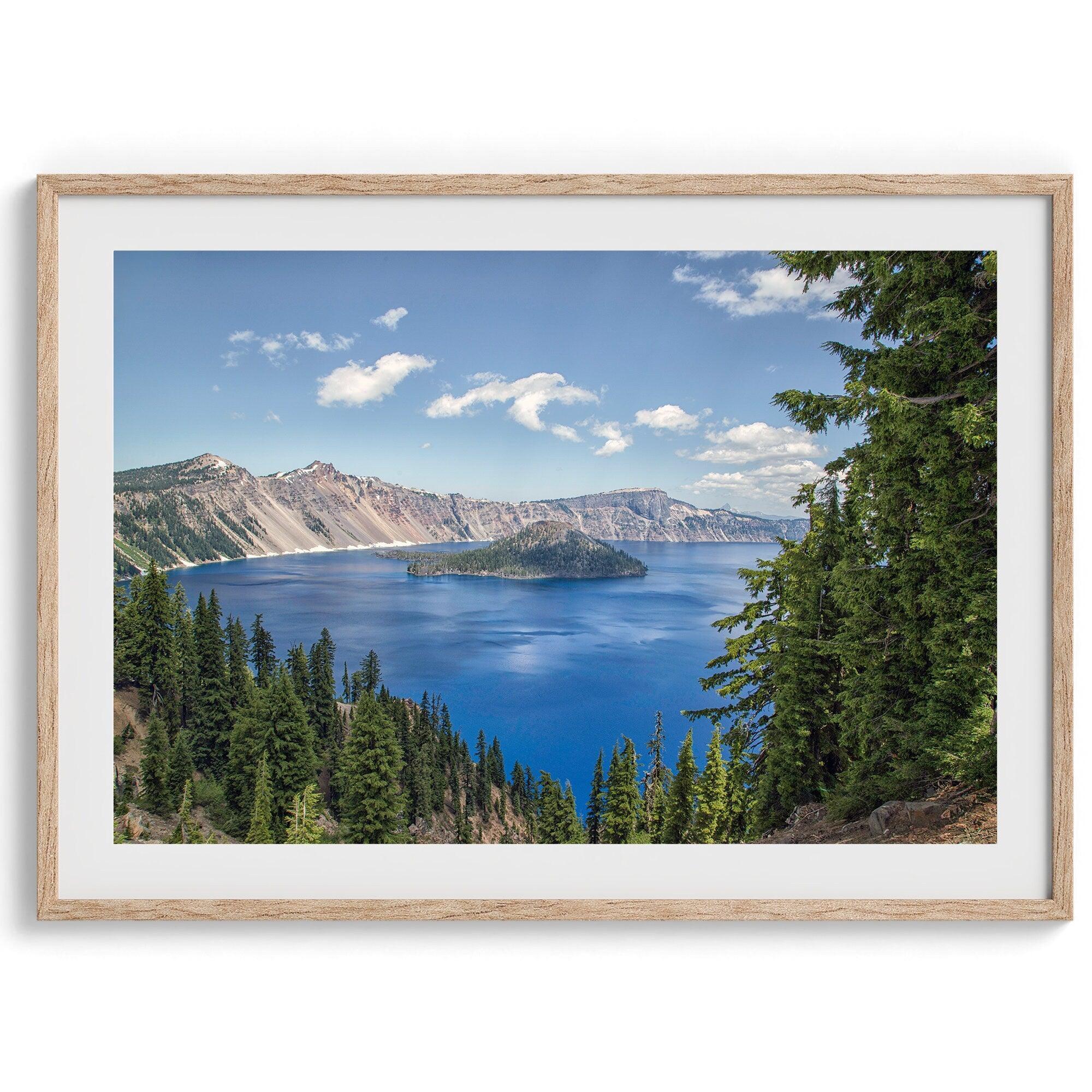 Fine Art Crater Lake Photography Print - Oregon Wall Decor, Large Framed National Park Blue Wall Art for Home Decor