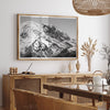 Fine Art Snow Mountain Print - Large Black and White Mountain Wall Art, Framed Mount Rainier Landscape Nature Art for Home Decor